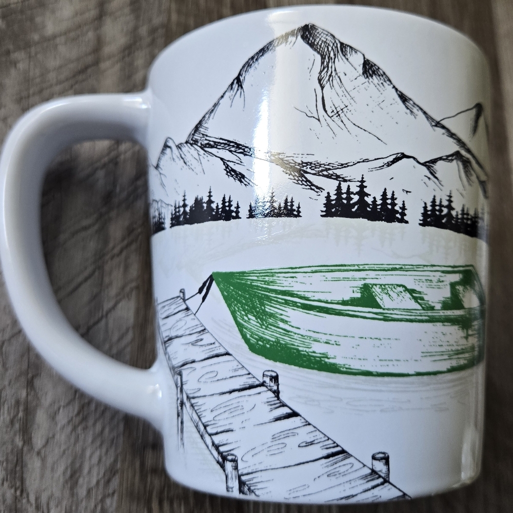 Tim Hortons Coffee Mug 2018 Limited Edition Canoe Mountain Lake Scenic 15oz - Picture 3 of 7